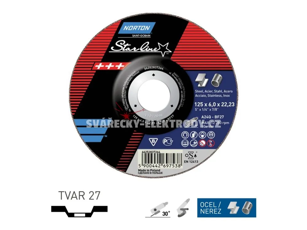 Vrácení Zdarma Brusný kotouč NORTON Starline 230 x 6,0 x 22,23 mm
