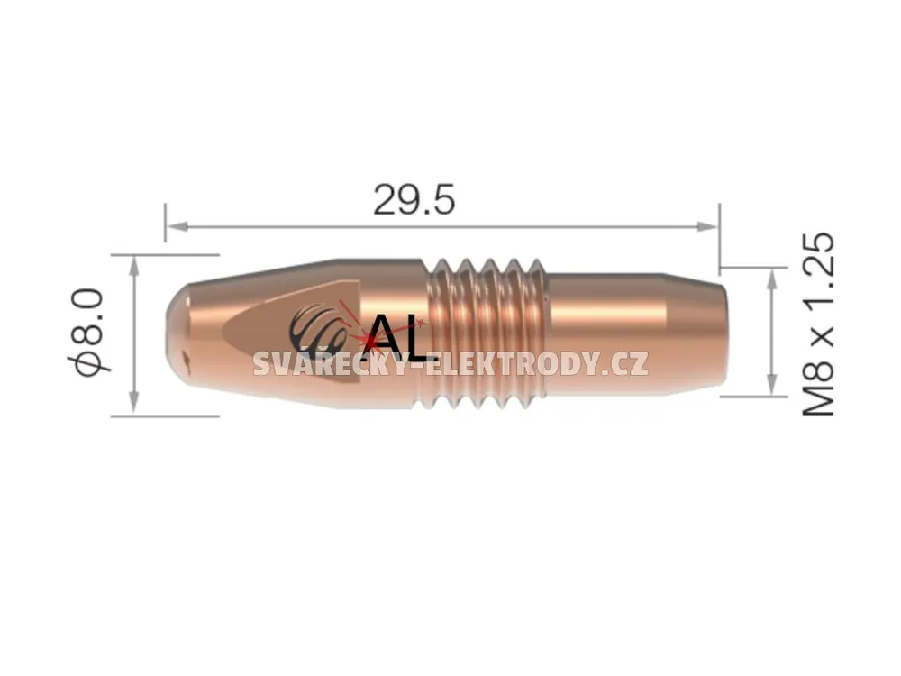 Výprodej Průvlak ARC M M8/8/29,5, E-Cu - 1,2 mm (pro AL)