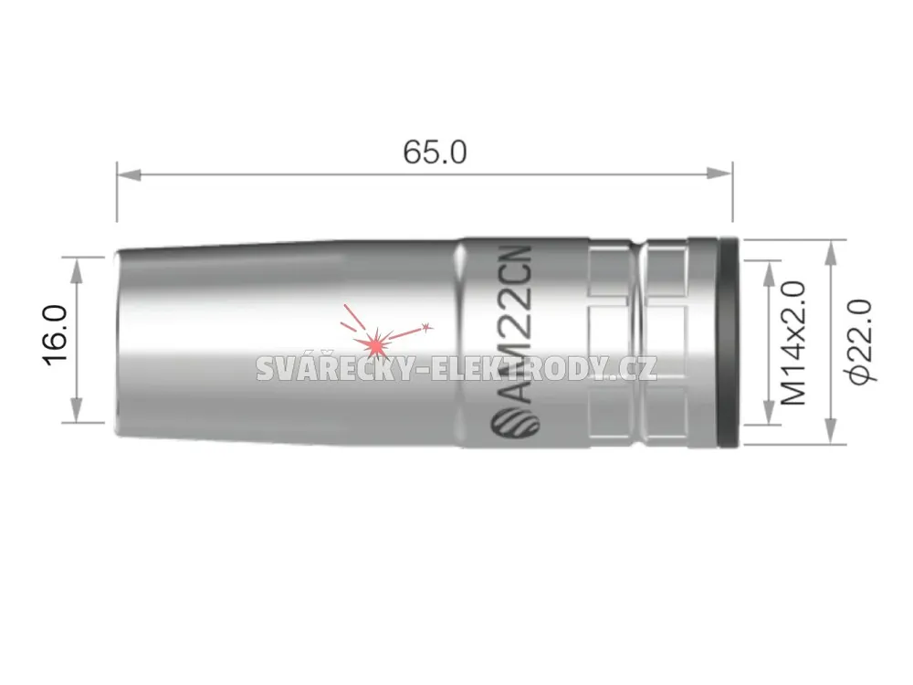 Plynová hubice ARC M22 - kónická - délka 65 mm Značkový