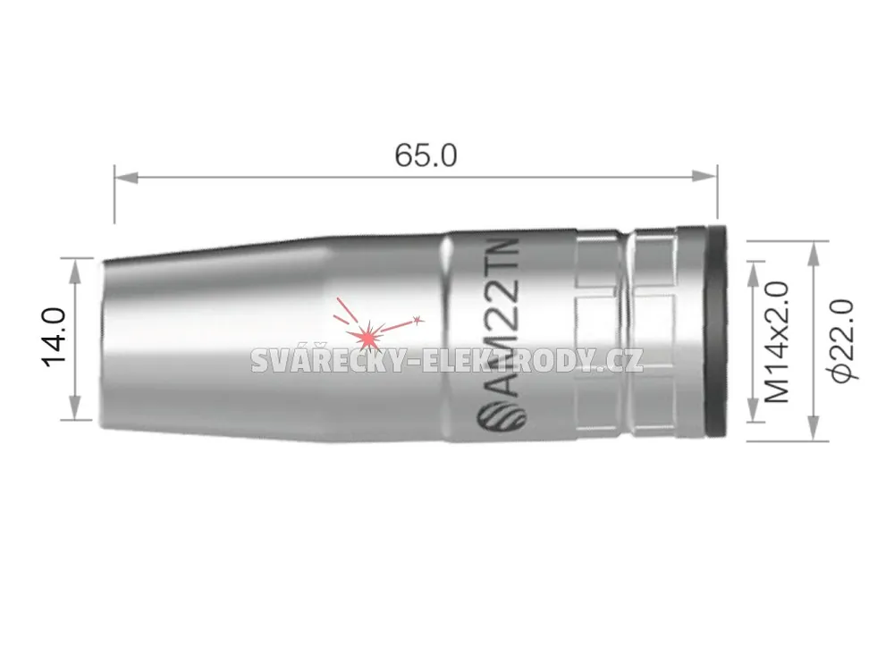 Plynová hubice ARC M22 - silně kónická - délka 65 mm Vrácení Zdarma