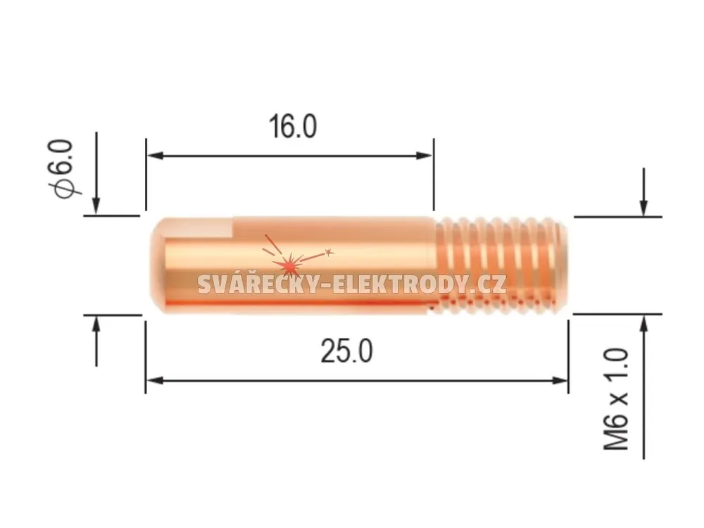 Vrácení Zdarma Průvlak BINZEL M6/6/25, E-Cu - 1,2 mm (dlouhý závit)