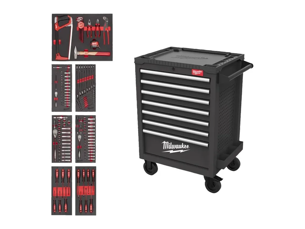 dílenský vozík TOOLGUARD™ 27″ / 69 cm šedý 131 ks nářadí 4932500741 MILWAUKEE Sezónní Sleva