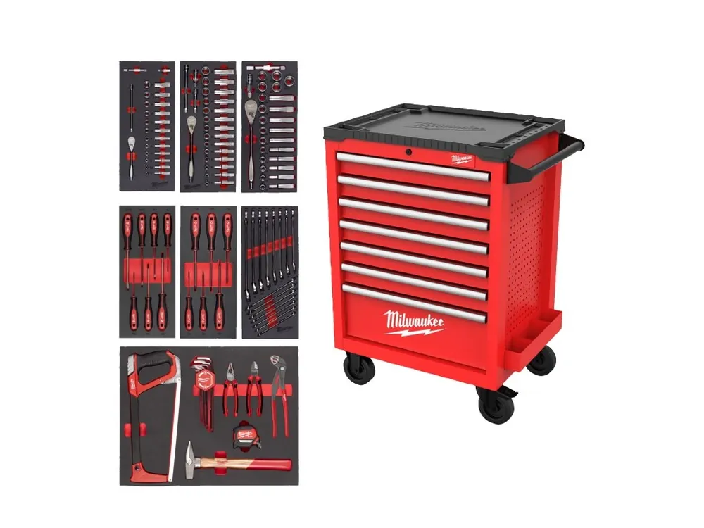 dílenský vozík TOOLGUARD™ 27″ / 69 cm 3 zásuvky s 131 ks nářadí 4932499182 MILWAUKEE Horká Nabídka