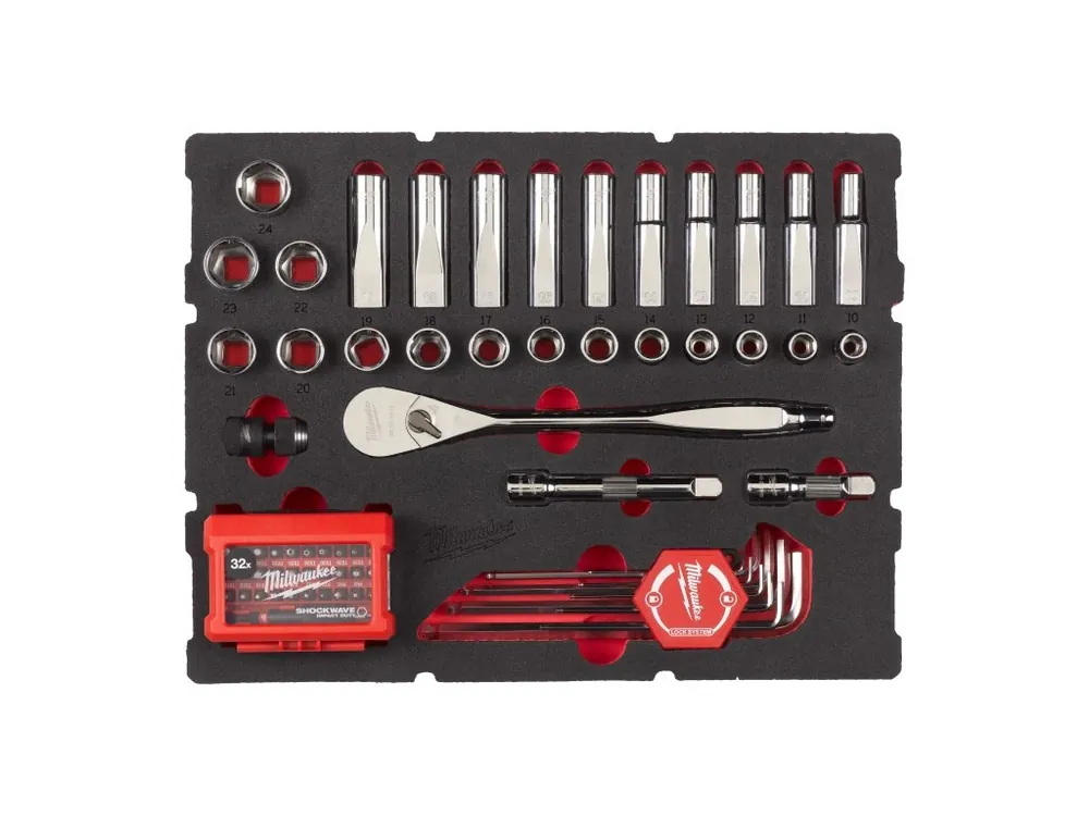 pěnová vložka PACKOUT™ s ráčnou a nástrčnými hlavicemi 35 ks 4932480717 MILWAUKEE Must-Have