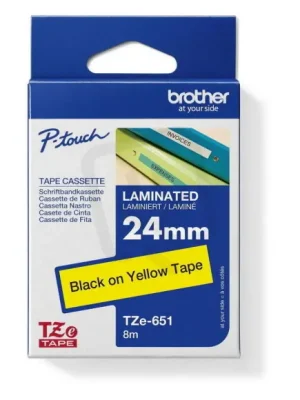 Páska BROTHER TZe-651, žlutá/černá (24mm, laminované) Rychlé Dodání
