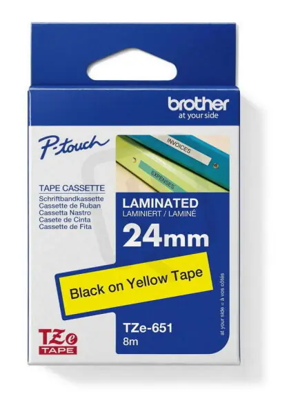 Páska BROTHER TZe-651, žlutá/černá (24mm, laminované) Rychlé Dodání