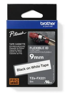 Páska BROTHER TZe-FX221, bílá/černá, 9 mm, s flexibilní páskou Speciální Cena