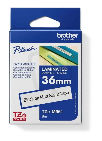 Rychlé Dodání Páska BROTHER TZe-M961, stříbrná matná/černá (36mm, laminované)