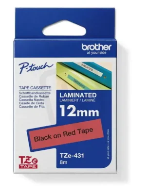 Páska BROTHER TZe-431, červená/černá (12mm, laminované) Nová Kolekce