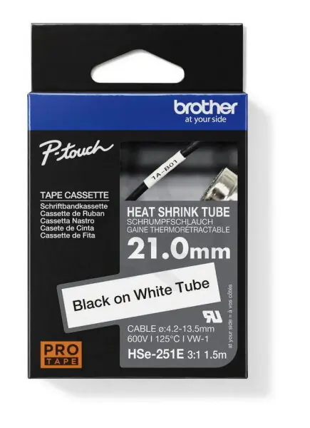 Sleva Bužírka BROTHER HSe-251E, bužírka bílá/černá (21 mm)