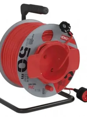 Zlevněný Prodlužovací kabel na bubnu 50 m 1 zásuvka červený PVC 230 V 1,5mm2 EMOS P19150