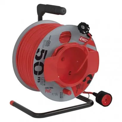 Zlevněný Prodlužovací kabel na bubnu 50 m 1 zásuvka červený PVC 230 V 1,5mm2 EMOS P19150