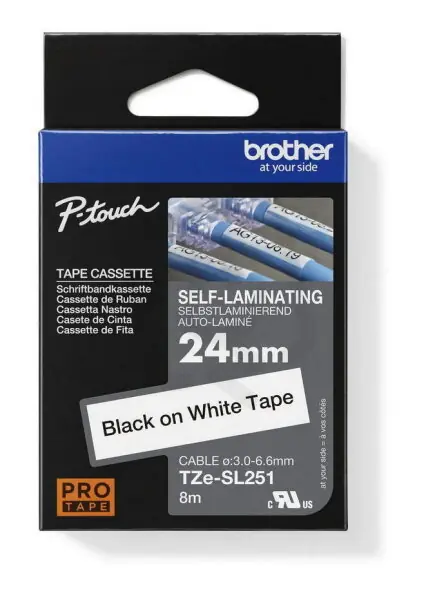 Páska BROTHER TZE-SL251, bílá/černá (24mm, samolaminovací), délka 8m Kup Teď