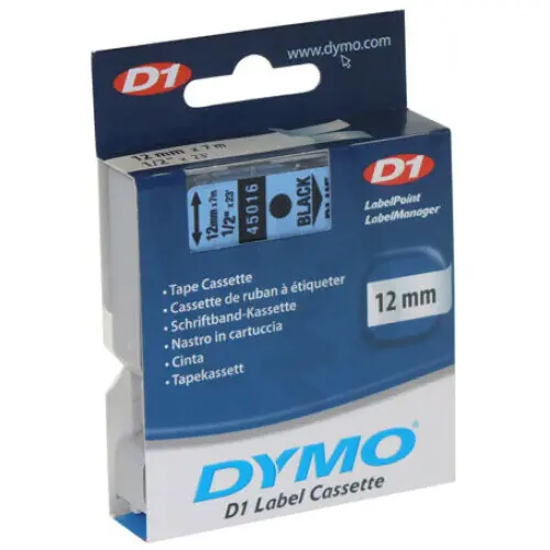 45016 DYMO páska D1 plastová 12mm černý tisk/modrý podklad návin 7m S0720560 Akční Cena