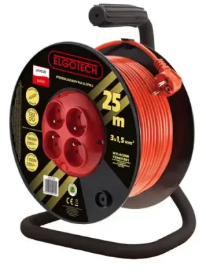 Prodlužovací buben PZB-40-25Y 25m 4x zásuvka 230V, H05VV-F 3x1,5 ELGOTECH Finální Výprodej