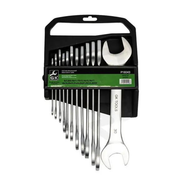 Super Cena Sada plochých klíčů 6-32 mm 12 dílů mat.chrom GK TOOLS P16043
