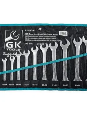 Sada plochých klíčů 6-32 mm 12 dílů matný, chrom-obal GK TOOLS P16043/P Vysoce Kvalitní