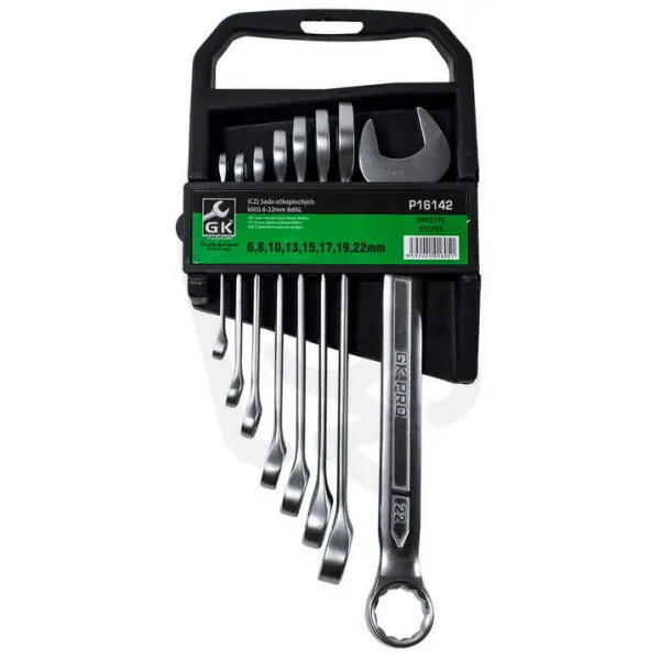 Omezená Nabídka Sada očkoplochých.klíčů 6-22 mm 8 dílů matný chrom GK TOOLS P16142