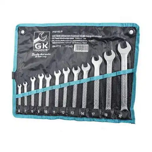 Sada očkoplochých klíčů 6-22 mm 12 dílů matný chrom-obal GK TOOLS P16143/P Nejlepší Volba