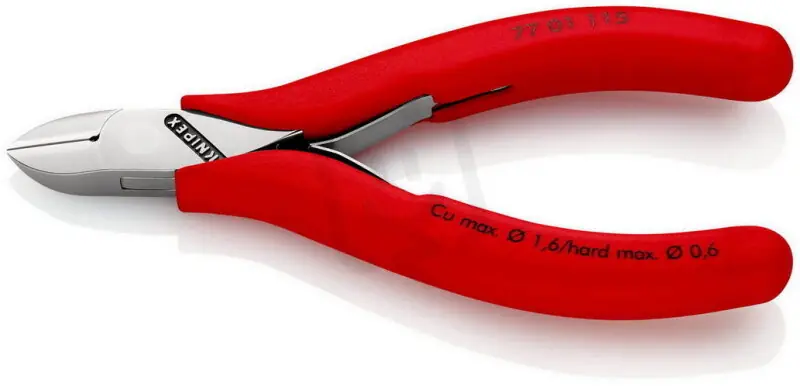 Ověřený Boční štípací kleště pro elektroniku 115 mm KNIPEX 77 01 115