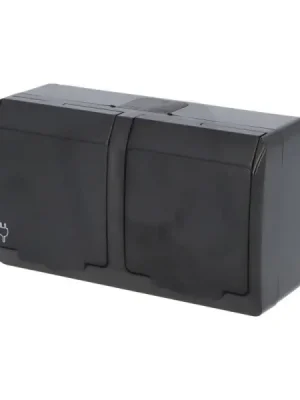 Nejlepší Volba Zásuvka GALATEA IP44 2x 2P+PE (černá) FAMATEL 5322-09