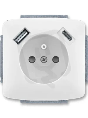 Zásuvka ABB TANGO s kolíkem, s clonkami, USB-A/C bílá 5569A-A32357 B Nejprodávanější