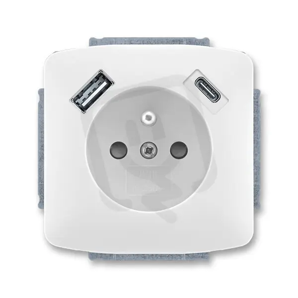 Zásuvka ABB TANGO s kolíkem, s clonkami, USB-A/C bílá 5569A-A32357 B Nejprodávanější