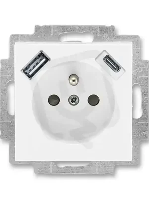 Zásuvka ABB LEVIT s kolíkem, s clonkami, USB-A/C bílá/bílá 5569H-A32357 03 Ověřený