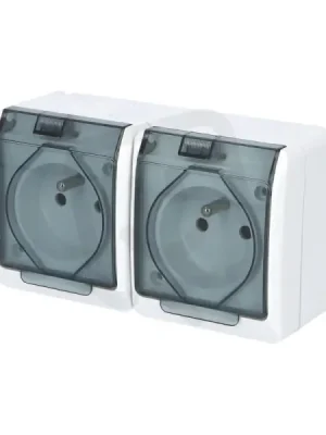 Zásuvka GALATEA IP44 2x 2P+PE 2-nás. bílá/průhledné víčko FAMATEL 5322-01 Originální