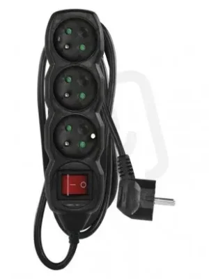 Must-Have Prodlužovací kabel 1,5 m 3 zásuvky s vypínačem černý PVC 1mm2 EMOS PC1311
