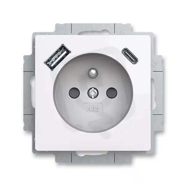 Nízká Cena Zásuvka ABB ZONI s kolíkem, nabíjení USB-A, USB-C, bílá 5569T-A32357 500