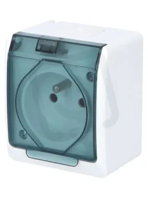 Zásuvka GALATEA IP44 2P+PE (bílá/ průhledné víčko) FAMATEL 5321-01 Přímo Od Výrobce