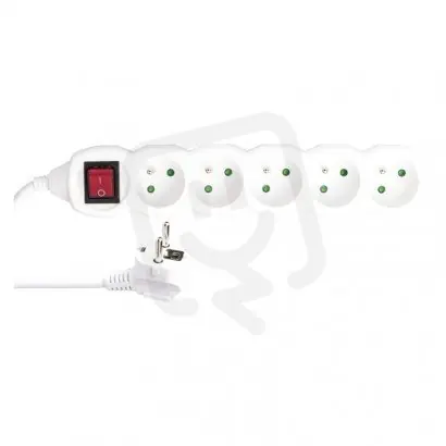 Prodlužovací kabel 5 m 5 zásuvek s vypínačem bílý PVC 1,5mm2 EMOS P1515R Autentický