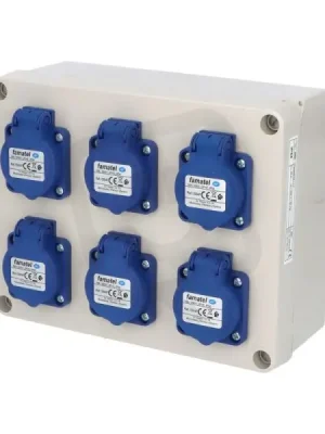 Krabice 3066 IP54 6x230V s ochr. kolíkem 235x182x95mm hladké boky FAMATEL 3066 Víkendová Akce