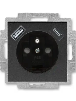 Must-Have Zásuvka ABB LEVIT M s clonkami, USB-A/C onyx/kouřová černá 5569H-A32357 63