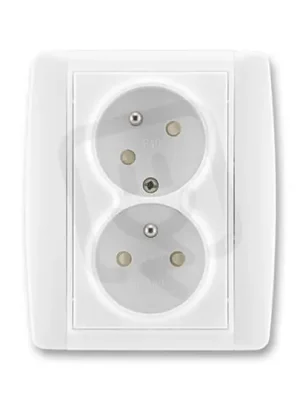 Dvojzásuvka ABB ELEMENT chráněná s clonkami bezšr. bílá/bílá 5513E-C02357 03 Super Cena
