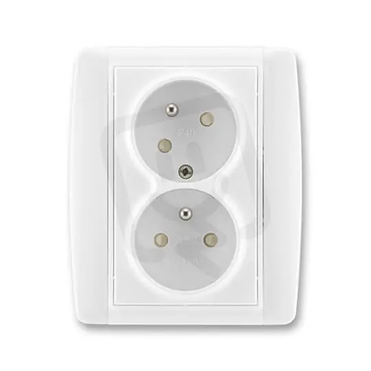 Dvojzásuvka ABB ELEMENT chráněná s clonkami bezšr. bílá/bílá 5513E-C02357 03 Super Cena