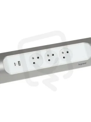 Koupit Online ZÁSUVKOVÝ BLOK ROHOVÝ 3X2P+T/USB A+C, BÍLÁ/HLINÍK LEGRAND 049409