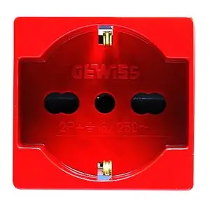 Cenový Hit Modul zásuvky SYSTEM 2P+E 16A 250V, IT/DE, červená GEWISS GW20296