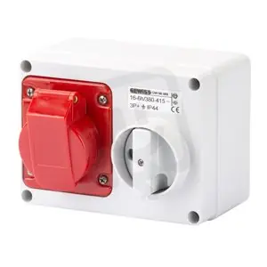Zásuvka horizontální s vypínačem se dnem, 16A 3pól.+E 400V 6H SBF GEWISS GW66008 Must-Have