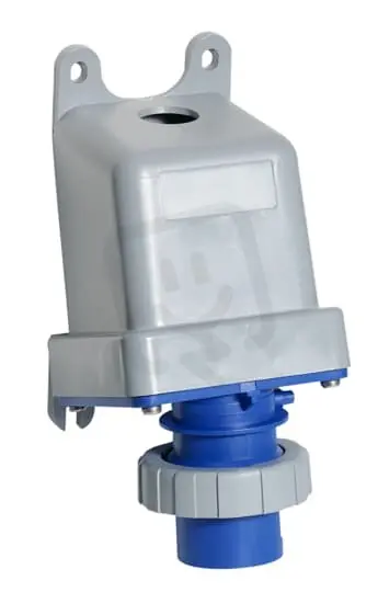 Přívodka nástěnná 3p. 32 A IP67 6 h šedá-modrá 232BS6W AMPHENOL 2CMA167090R1000 Časově Omezené