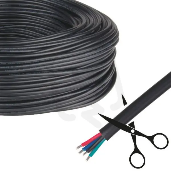 Speciální Cena 4-žilový kulatý PVC kabel AWG 22/0,34 mm2 černý plášť červená/zelená/modrá/černá