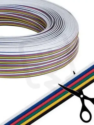 Horká Nabídka 6-žilový plochý PVC kabel AWG 20/0,52 mm2 černá/žlutá/zelená/červená/modrá/bílá