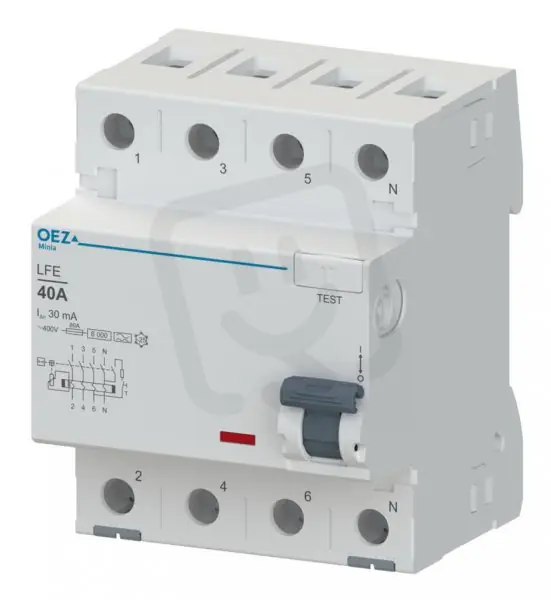 LFE-25-4-030A Proudový chránič 25A AC230/400V 30mA 4pól 6kA typ A OEZ 46399 Expresní Doručení