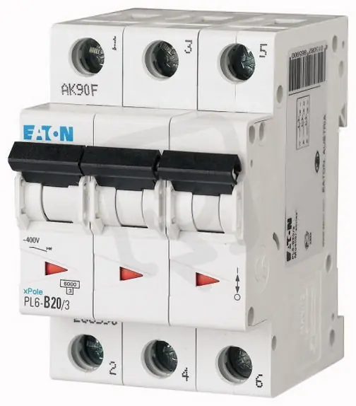 Jistič PL6-C20/3 char C, 3-pólový, 6kA, 20A EATON 286602 Kup Teď