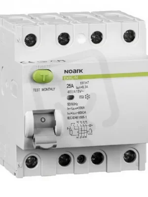 Proudový chránič NOARK 108331 EX9L-N 6kA, 4-pól, 25A, 30mA, typ AC Ověřený