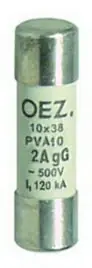 Zlevněný PVA10 2A gG Pojistková vložka AC 500V/DC 250V vel.10x38 OEZ 40748