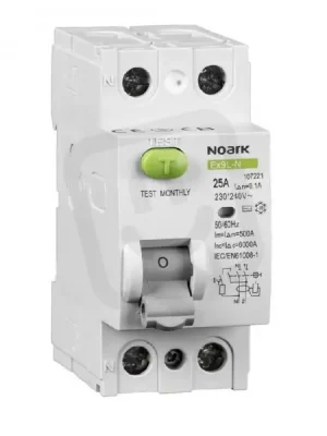 Akční Nabídka Proudový chránič NOARK 108314 EX9L-N 6kA, 2-pól, 25A, 30mA, typ AC