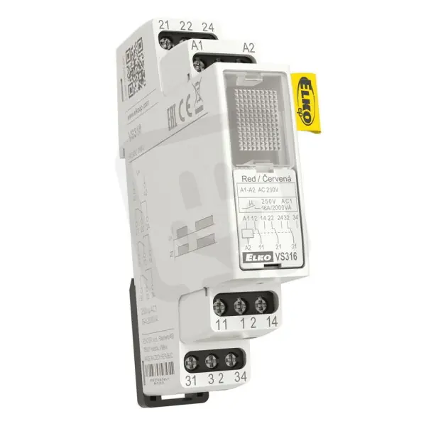 Pomocné relé 3x16A přepínací, AC 230V VS316/230V červená ELKO EP 8595188135559 Cenově Výhodný