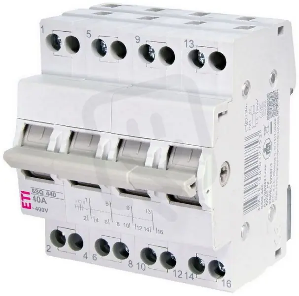 Nejprodávanější Modulový přepínač I-0-II SSQ 440 4p kat. AC-22A 40A 230/400V AC ETI 002421445